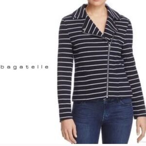 Bagatelle -951 Women's Striped Moto Jacket‎ Size Small